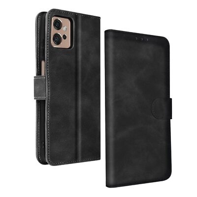 Motorola Moto G32 Soft Touch Klapphülle mit Standfunktion   Schwarz