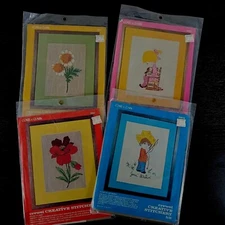 VINTAGE COATS & CLARK CREATIVE STITCHERY KIT BUNDLE 5828 5802 5842 & 5843 SEALED