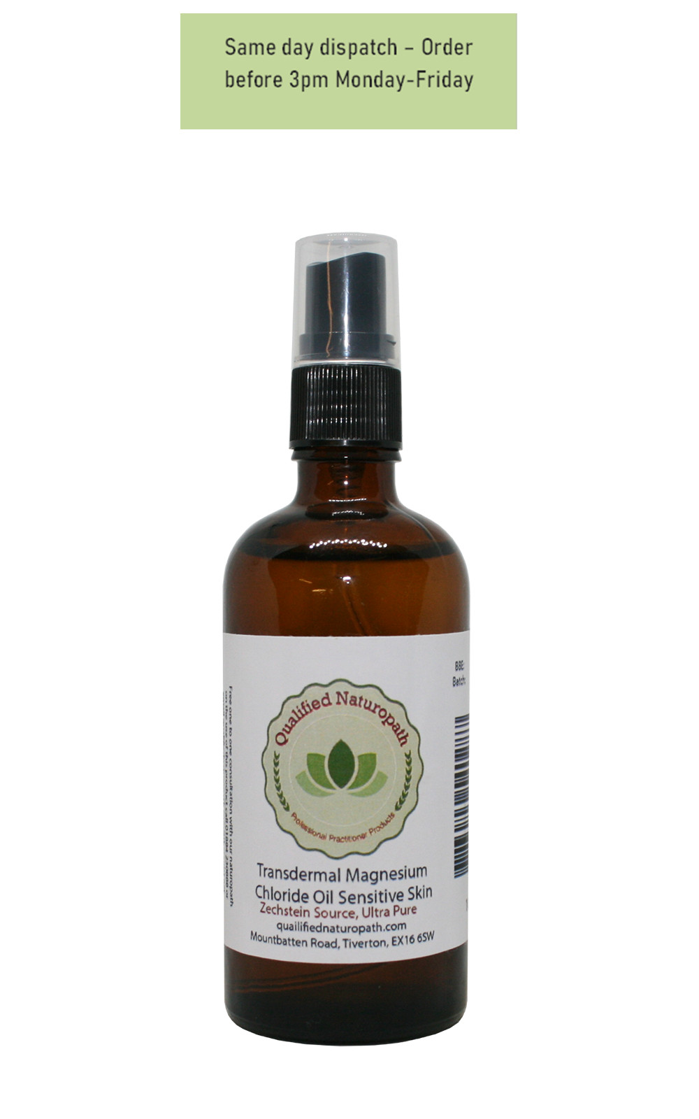 110ml Atomiser - Sensitive Skin Magnesium Chloride Oil - Zechstein Source