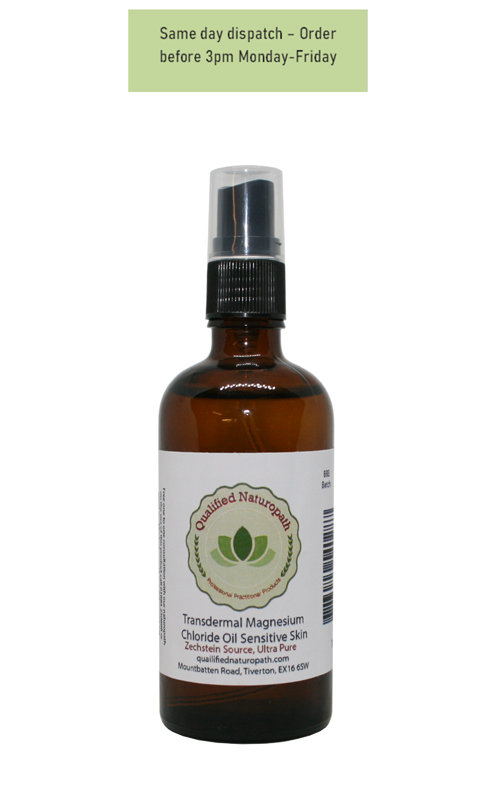 110ml Atomiser - Sensitive Skin Magnesium Chloride Oil - Zechstein Source