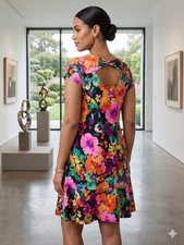 Shelby & Palmer Womens Floral Short Sleeve Midi Dress Size 3x