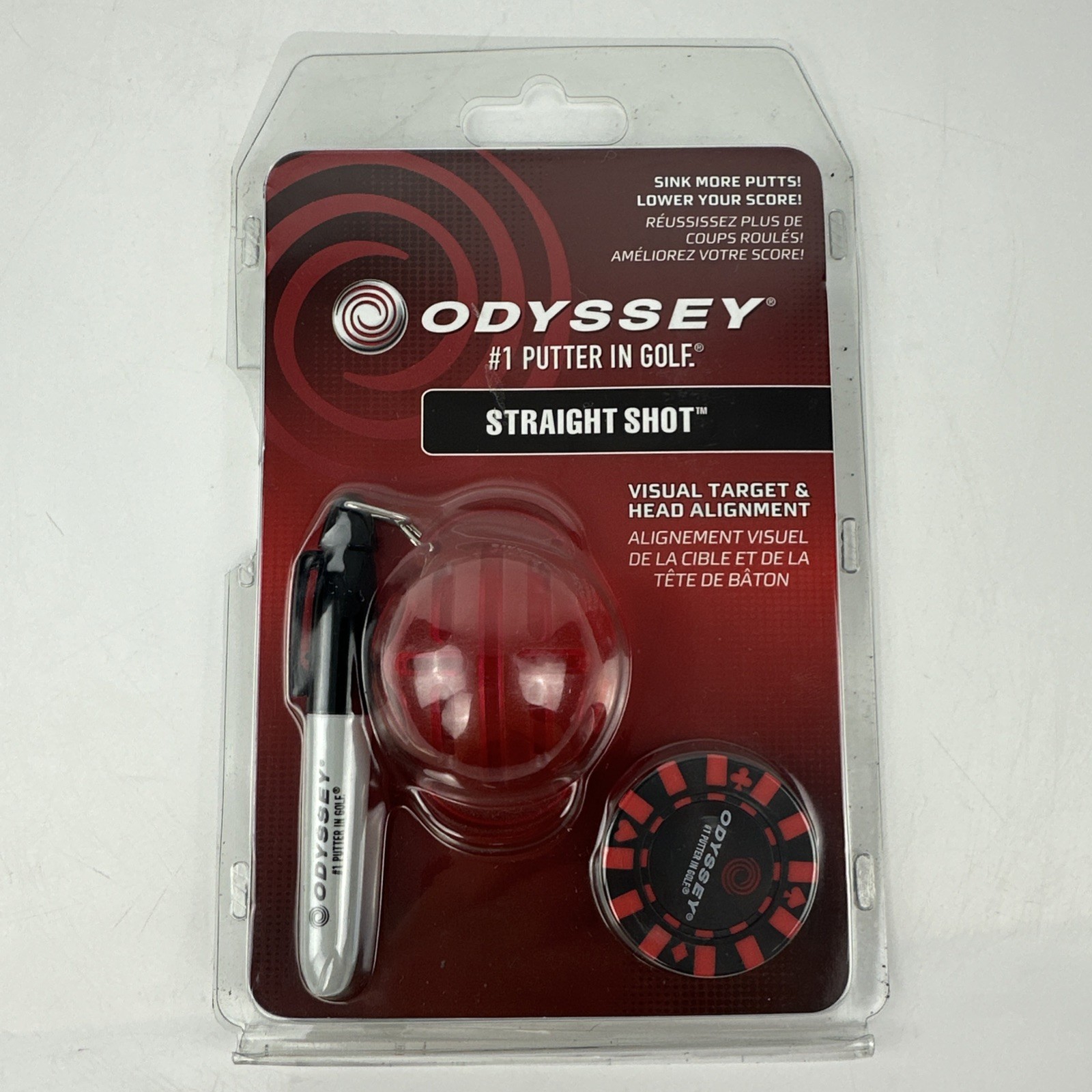 Odyssey Straight Shot Ball Marker and Alignment Kit Visual Target And Head Align
