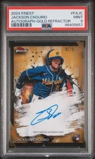 2024 Topps Finest Baseball #FA-JC Jackson Chourio Gold Rookie Auto 2/50 PSA 9