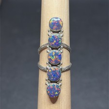 Sterling Silver Fire Opal Ring 7.25