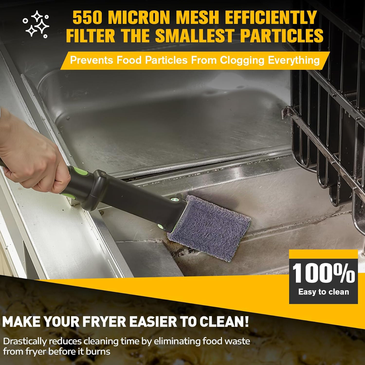 SG14 Commercial Deep Fryer Filter (Straight Edge), 14" X 13.5", 304 Stainless...
