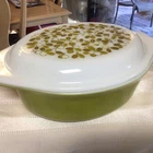 VINTAGE PYREX #043 1-1/2 QT. VERDI Olive Green COVERED CASSEROLE DISH