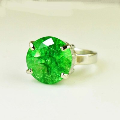 10 CT Certified Natural Green Emerald Ring In 925 Sterling Silver In All Sizes