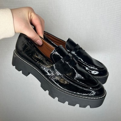 Franco Sarto Balin Black Crinkled Patent Lug Sole Penny  display picture 3