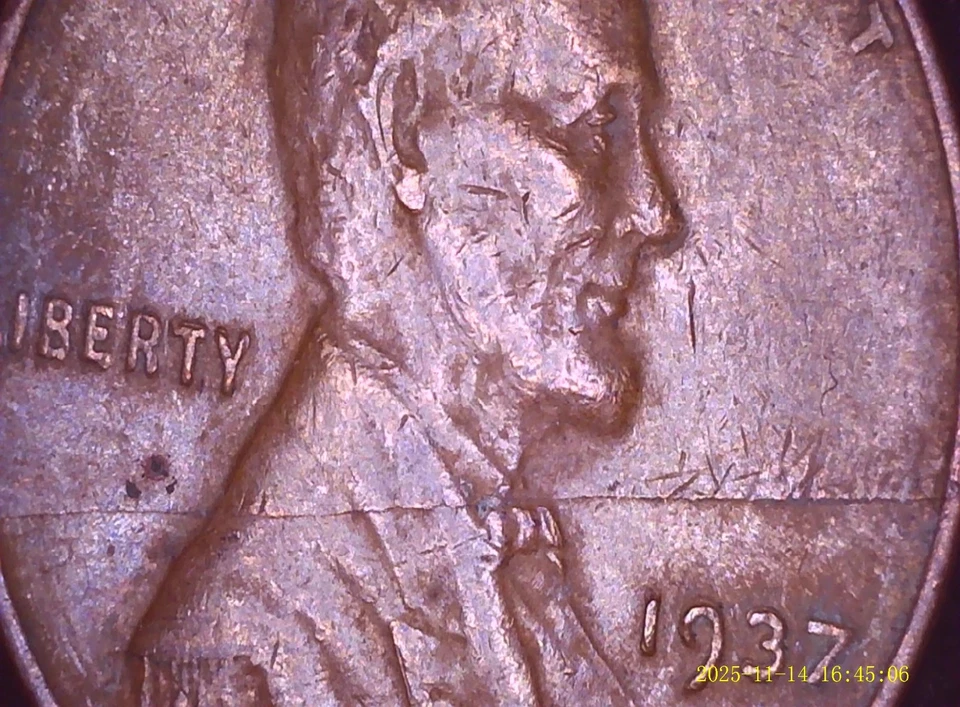 1937 Wheat Penny Struck Thru, Die Break & Lamination Error Coin !RARE/UNIQUE! - Image 2 of 4