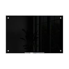 U Brands Glass Dry Erase Board, 36 x 24 Inches, Black Non-Magnetic Surface,