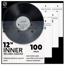 12 Premium Vinyl Record Inner Sleeves 100 Pack