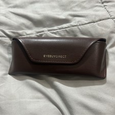 EYEBUYDIRECT Brown Clamshell Eyeglass Case Faux Leather for Glasses  Sunglasses