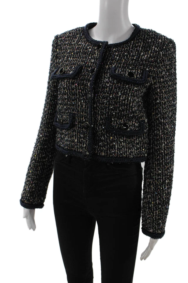 Chaqueta Autorretrato Mujer Negra Botón Clásica Cuello Redondo Talla 4 Foto 3 de 4