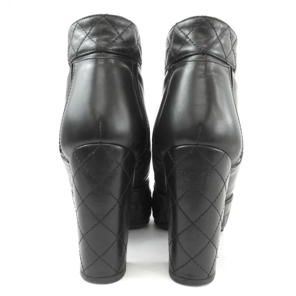CHANEL short boots black size 36 equivalent J G284 silver hardware high heels he thumbnail 3