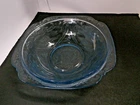 Blue Federal Depression Glass Bowl Madrid Pattern Square Vintage