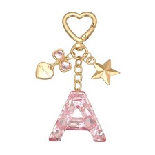 Cute Initial Letter Keychain Letter A Keychains for Women Girls Bling Pink 