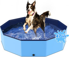47'' Foldable Dog Pet Bath Pool, Heavy Duty Non-Slip Kiddie Pool, Plastic Pet Wa