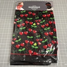 3-Pack 100 Cotton Bandanas 22"x22"   Black with Red Cherry