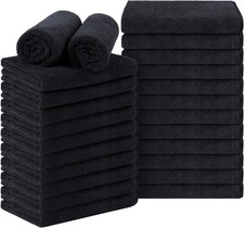 Black Salon Towel, Pack of 24 Not Bleach Proof, 16 X 29 Inches Super Soft and
