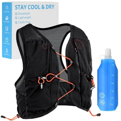 Running Vest for Women Men Hydration Vest with 500ml Flask Black M-L (36-46 in) - product listing photo