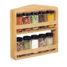 Étagère à épices bambou 10 pots Étagère à épices en bambou Distributeur d'épices
