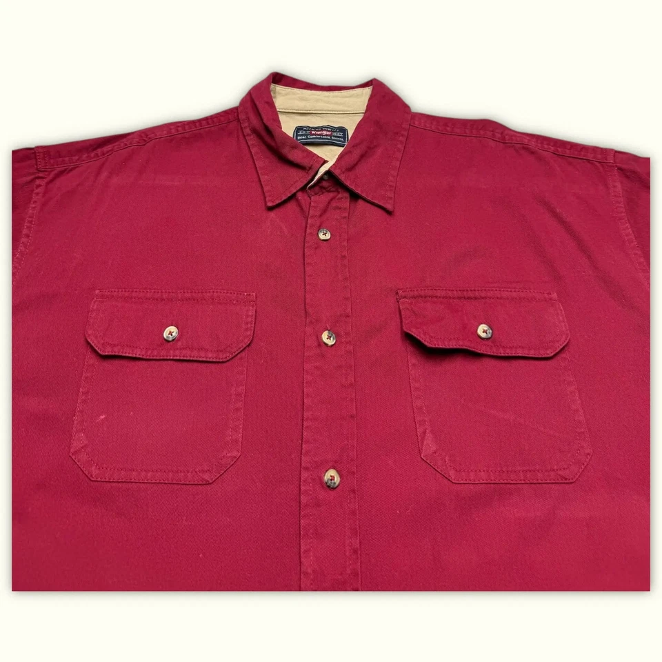 wrangler Camisa de manga larga XL Rojo Muy bueno Hombres - Imagen 3 de 4