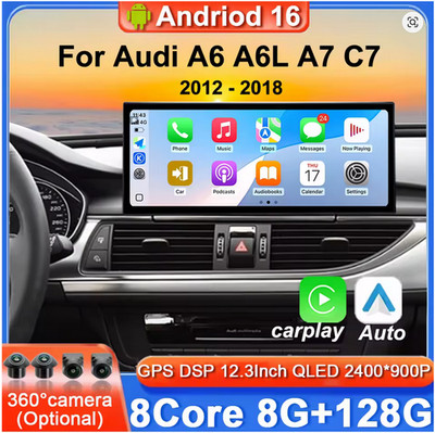 Android Head Unit 12.3'' Replacement Screen for 2012-2018 Audi A6/A7