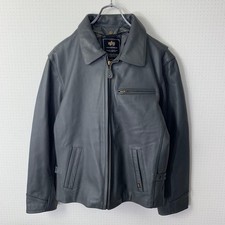 ALPHA Leather Rider Jacket XL Gray with Quilted Liner Used