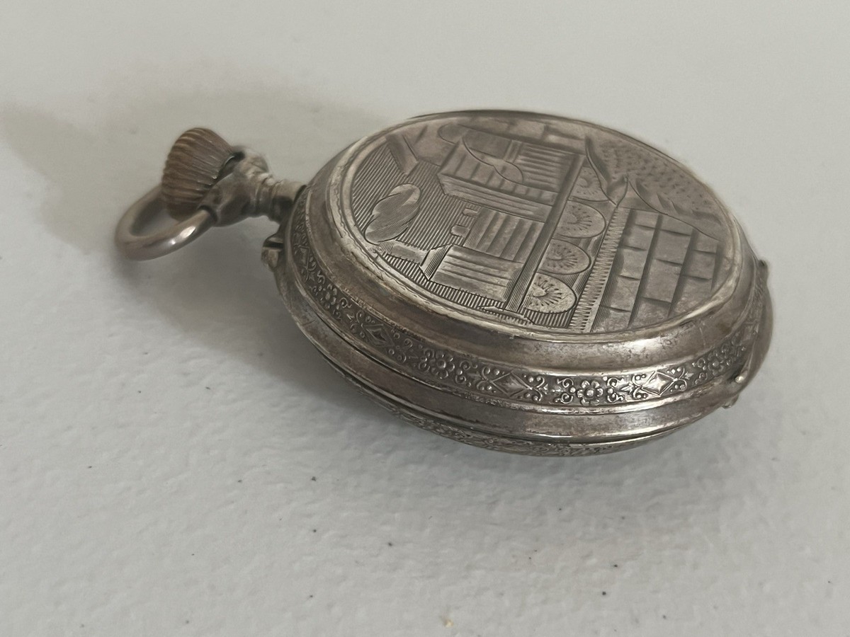 REMONTOIR ANCRE Train Silver POCKET WATCH 15 RUBIES 1890-1915 Era