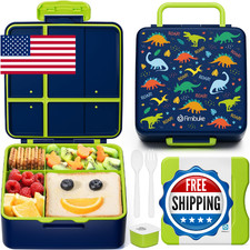 Fimibuke Leakproof Bento Box for Kids/Adults, 4-Compartment Lunch Box with Ice P