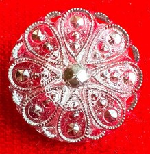Nice! Antique Clear Lacy Glass Silver Luster Imitation Steel Cuts Vintage Fancy