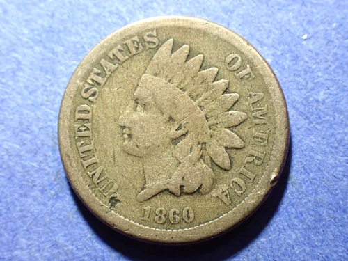 1860 Rounded Bust  Copper Nickel Indian Cent  Good++