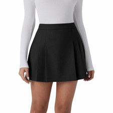 NEW Halara Black High Waisted Pleated 2 in 1 Mini Skort Size Small