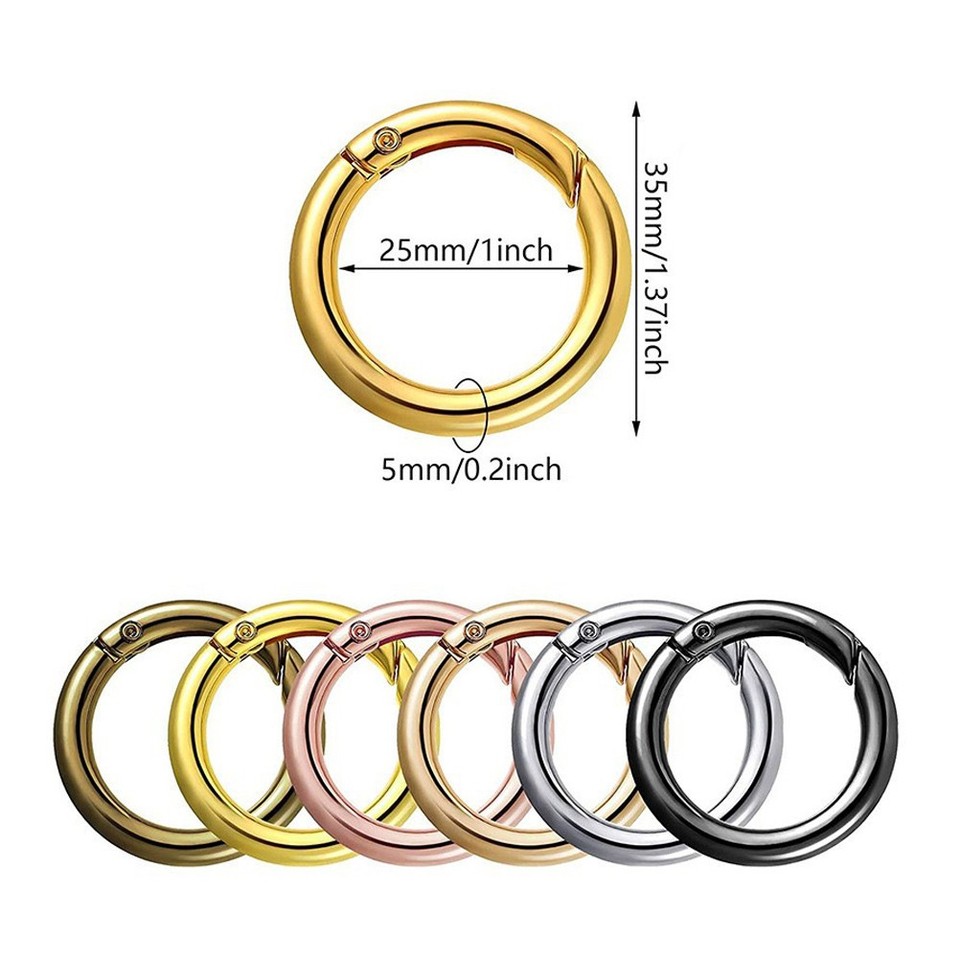 4 Count Spring Snap Clip Hook Round Carabiner Spring-loaded Buckle ...