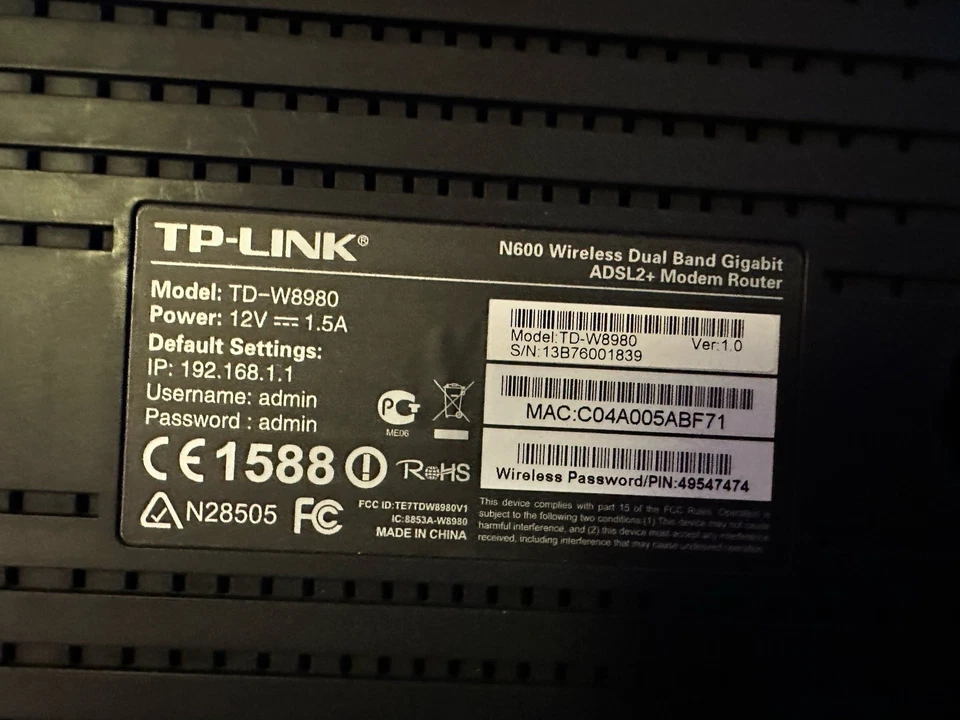 TP-LINK N600 TD-W8980 Modem/Router-ADSL2+/VDSL2-Dualband WiFi - Image 3 of 3