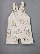 Disney Winnie the Pooh Baby Romper Cream Bear Print One Piece Button Strap...