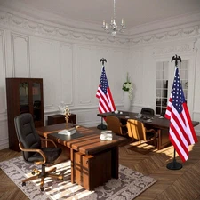 8FT Flag Pole Kit with 3X5 FT Embroidered American Flag, Black