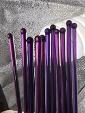 Set of 11 Purple Pink Glass Swizzle Sticks Cocktail Drink Stirrers Barware 6"