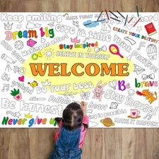 Positive Affirmations Coloring Poster for Kids Giant Welcome Inspirational Co...