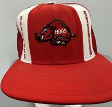 Vintage 90’s Arkansas Razorbacks NCAA College Red Snapback Hat Made In USA!!