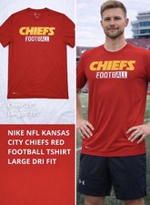 MENS NIKE NFL KANSAS CITY CHIEFS RED FOOTBALL TSHIRT LARGE DRI FIT FAN-GEAR