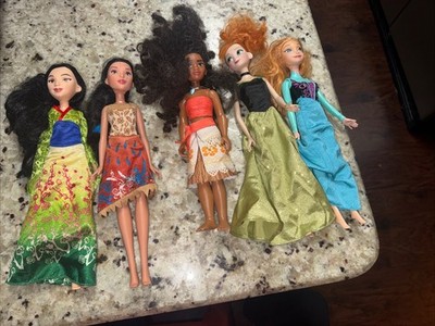 Hasbro Mattel Disney Princess Mixed Doll Lot of 5 Used Dolls