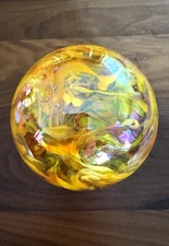 VTG 2002 PYROMANIA Glass Oregon Float Fire Glow 5.5" Ball Signed Iridescent Art