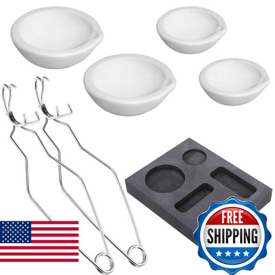 LAIAMER 7pcs Graphite Metal Melting Casting Kit, Including 2 Crucible Tongs, 5-i