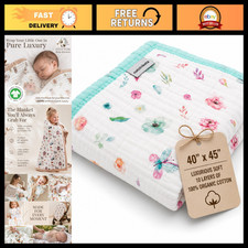 Soft Organic Cotton Muslin Baby Blanket - Luxurious Toddler Quilt for Swaddling,