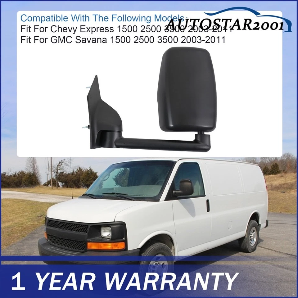 LH + RH пара ручной буксировки зеркала гладкий для Chevy Express Savana Van 2003-17 новый - Изображение 3 из 4