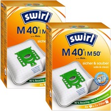 2 Packungen Swirl M 40 | M 50 | 12 Staubsaugerbeutel | für Miele JFM GN, Hoover