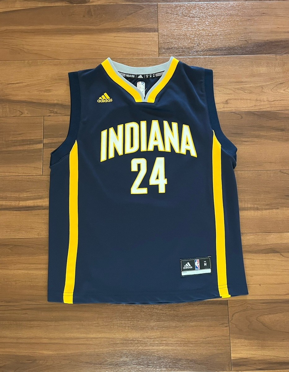 Paul George Adidas Indiana Pacers Jersey #24 Navy Blue Yellow Size Youth  Medium