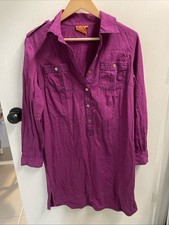 TORY BURCH Womens Purple Polo Shirt Dress Button Down Long Sleeve Size 10