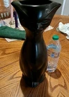 VERY RARE McCoy Pottery Smiling Black Matte Cat Vase 14" HTF